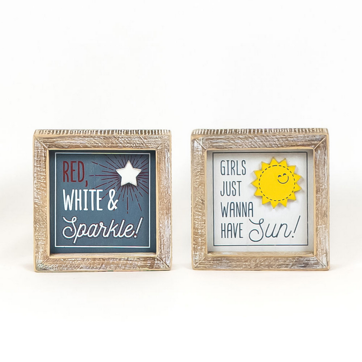 Adams: Patriotic Decor - Girls Sun Sunshine RWB July Reversible Sign
