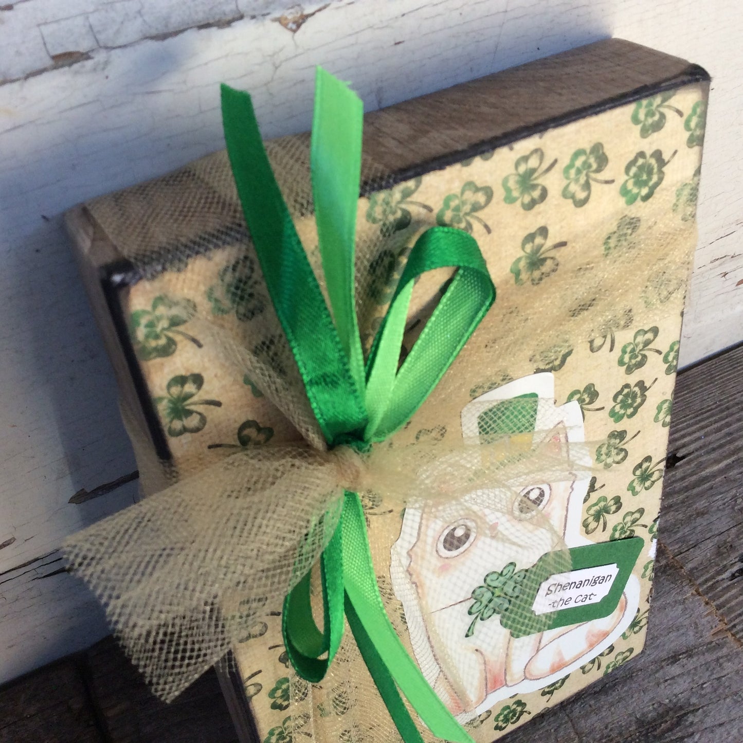 AGD St Patrick's Decor - Shenanigan the Cat Wood Sign