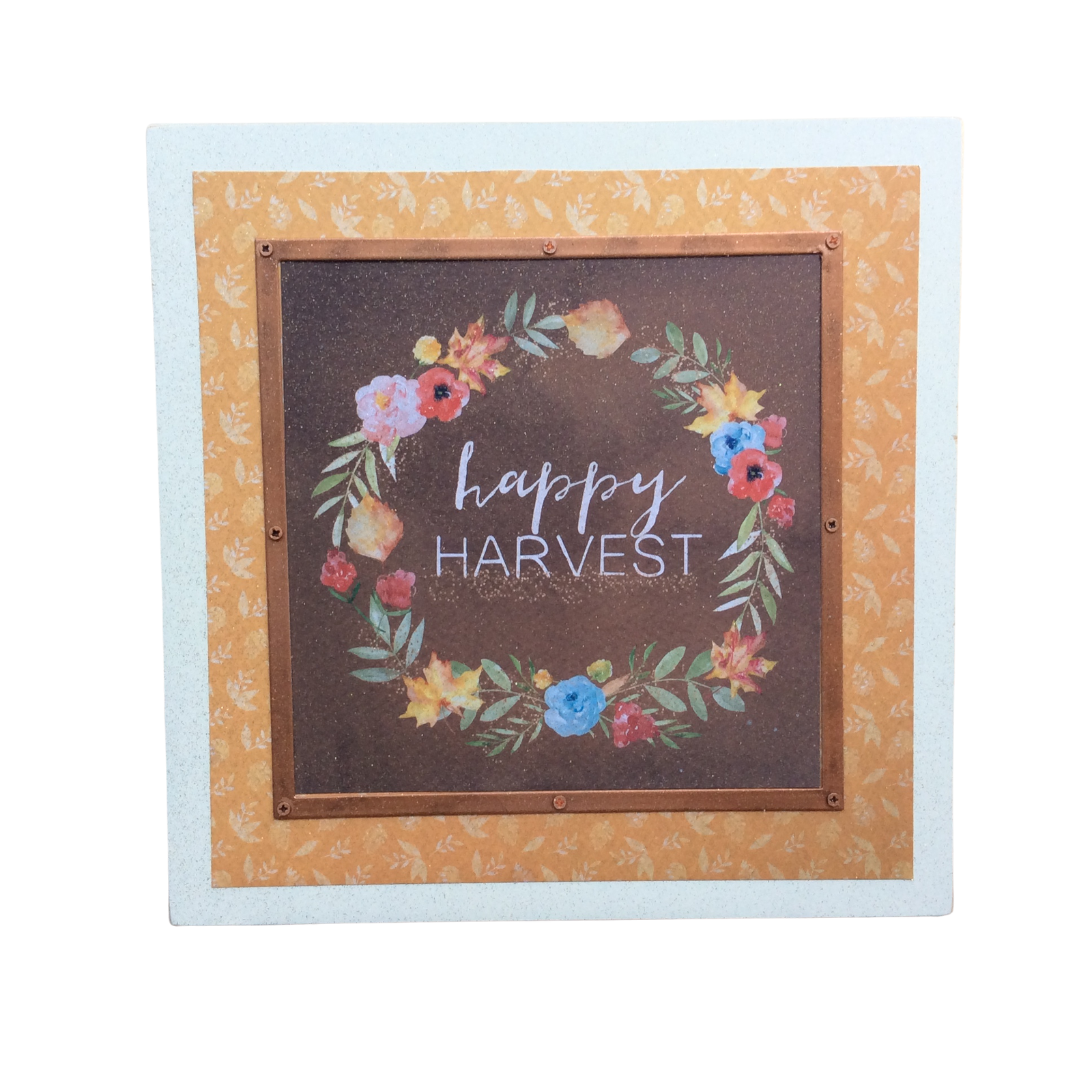 AGD Fall Decor - Happy Harvest Floral Wreath Box Sign