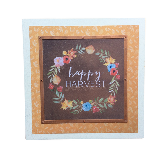 AGD Fall Decor - Happy Harvest Floral Wreath Box Sign