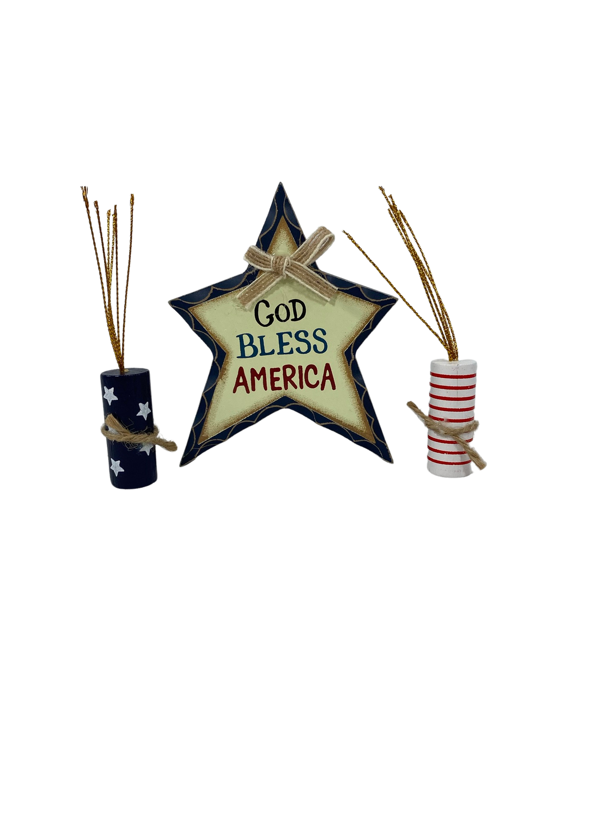AGD Patriotic Decor - God Bless America Star and Firecrackers 3pc Set