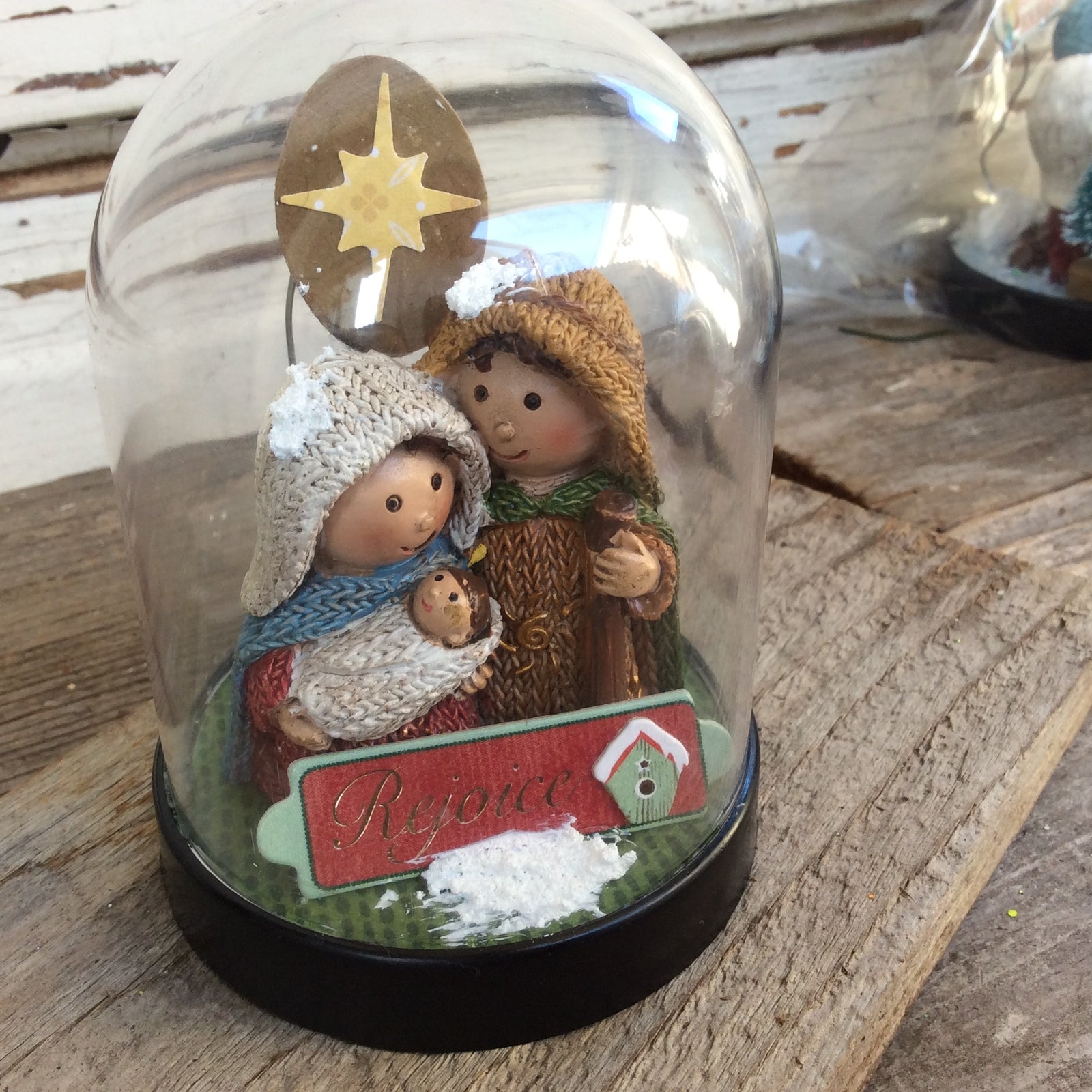 AGD Christmas Decor - Primitive Mini Nativity Family REJOICE