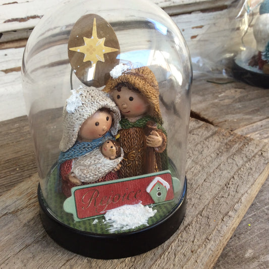 AGD Christmas Decor - Primitive Mini Nativity Family REJOICE