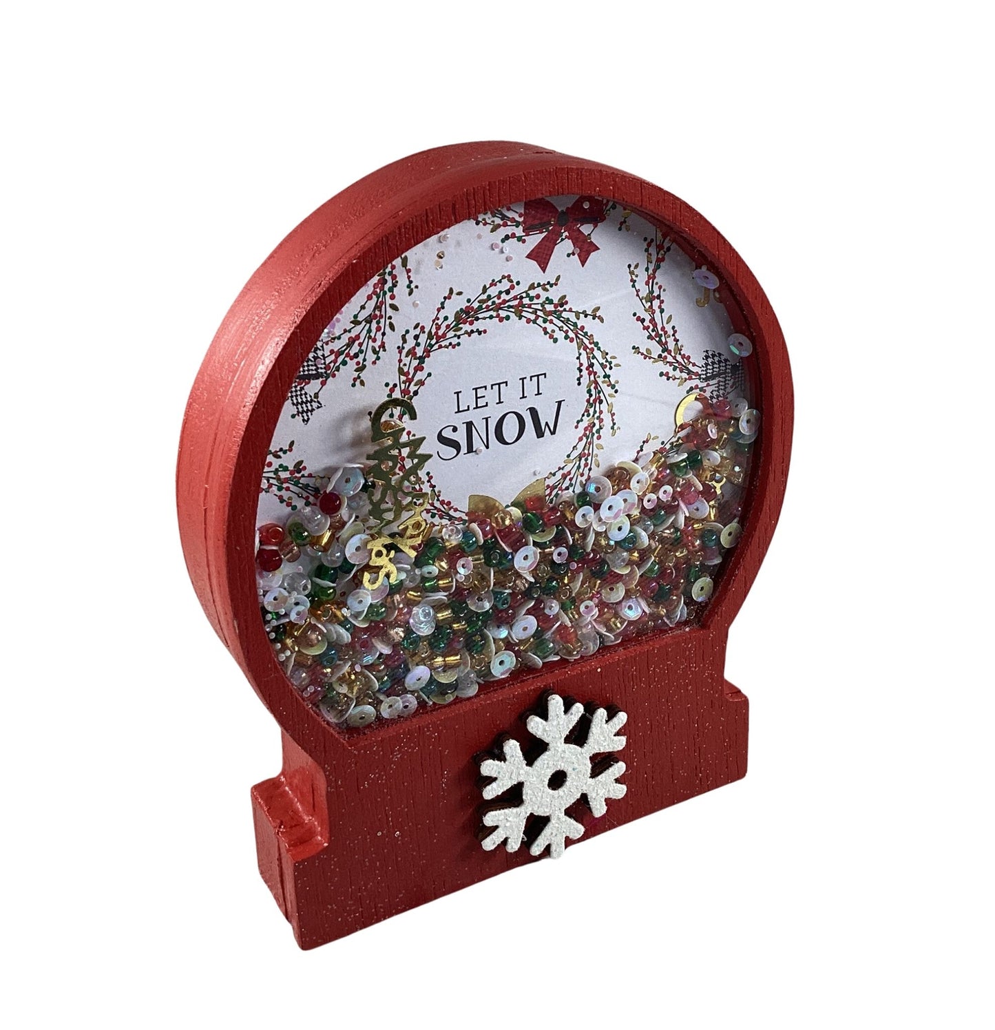 AGD Christmas Decor - Let It Snow Globe Chunky Wood Shaker