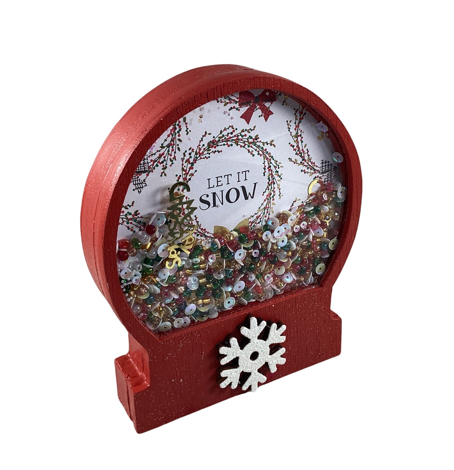 AGD Christmas Decor - Let It Snow Globe Chunky Wood Shaker