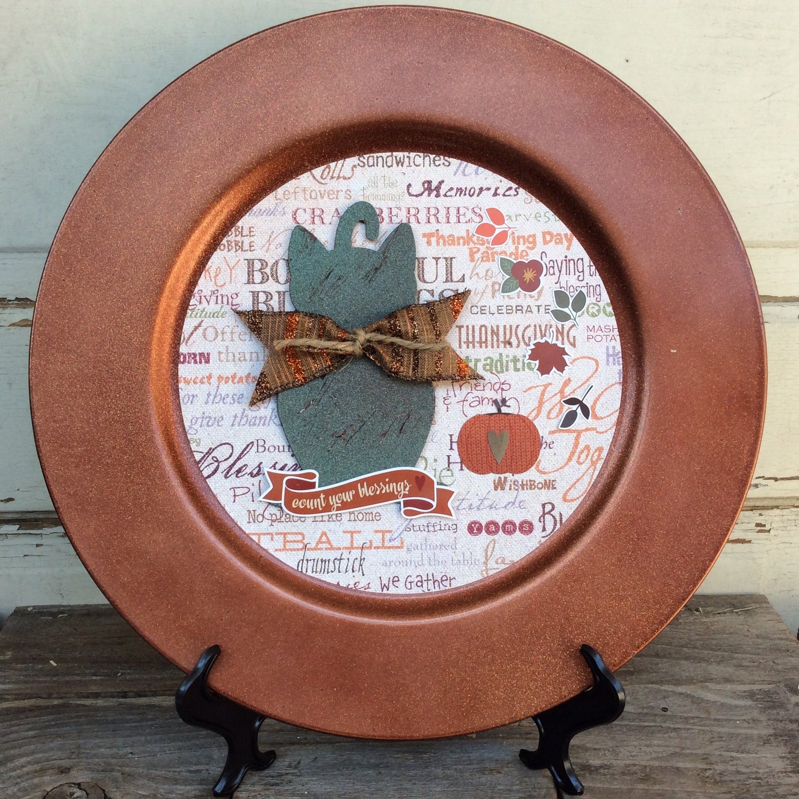 AGD Fall Decor - Count Blessings Cat Decorative Plate