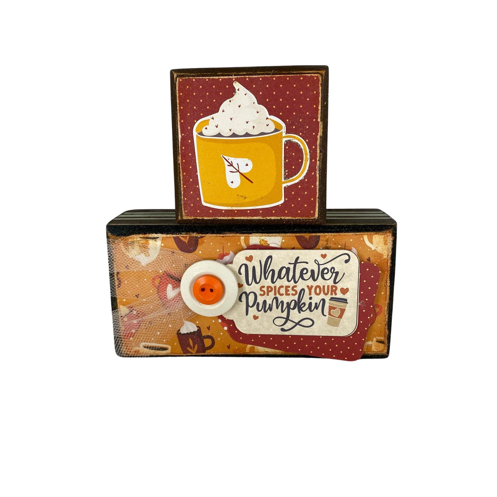 AGD Fall Decor - Blessed Pumpkin Spice Reversible Wood Stacking Blocks 2pc