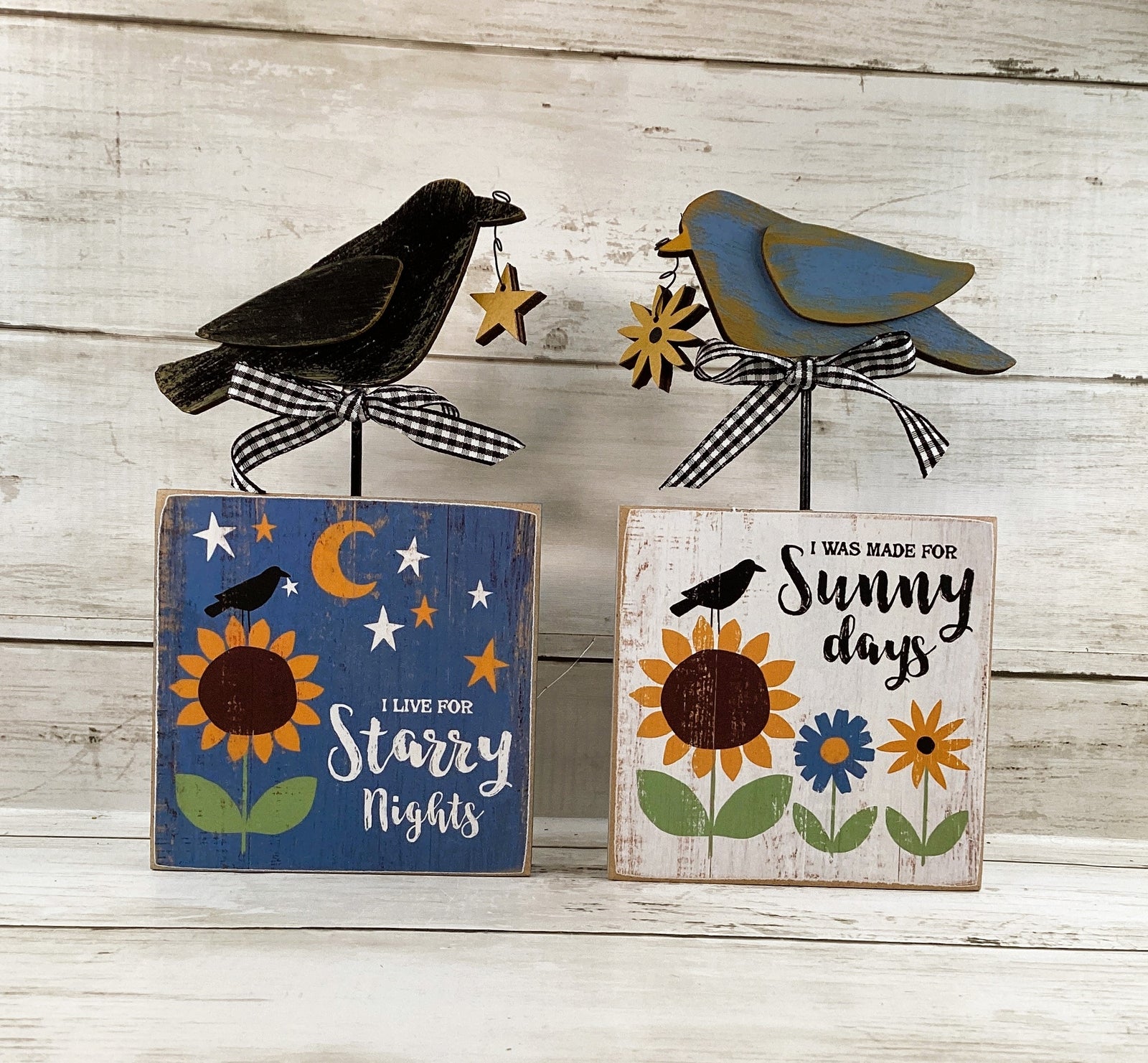 AGD Fall Decor - Farmhouse Welcome Sunflower Crow Blue Bird 3pc