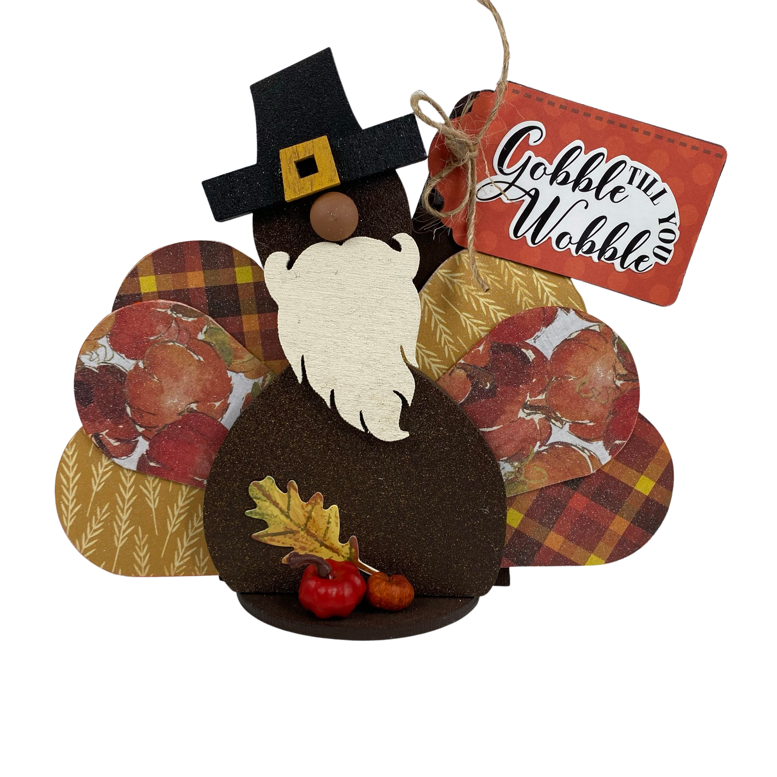 AGD Fall Decor - Gobble Til You Wobble Turkey Gnome Sitter
