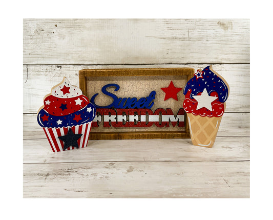 AGD Patriotic Decor - July 4th Sweet Freedom Cupcake Ice Cream 3pc