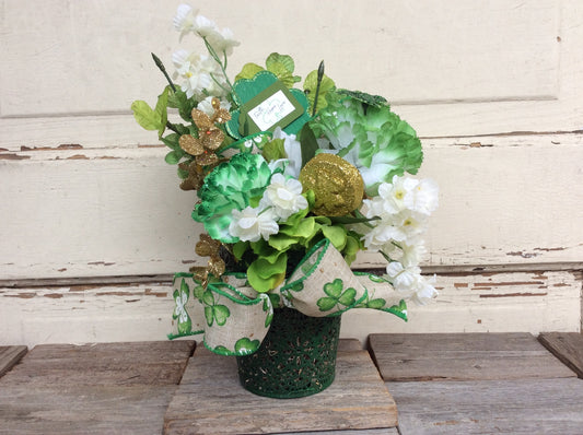 AGD Saint Patrick's Decor  – Faith Hope Love Floral Potted Centerpiece