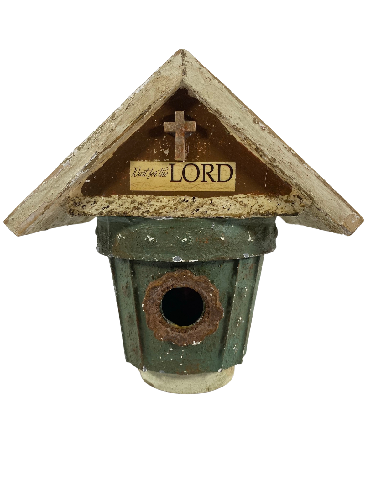 AGD Fall Decor - Wait For the Lord Cross Prim Birdhouse