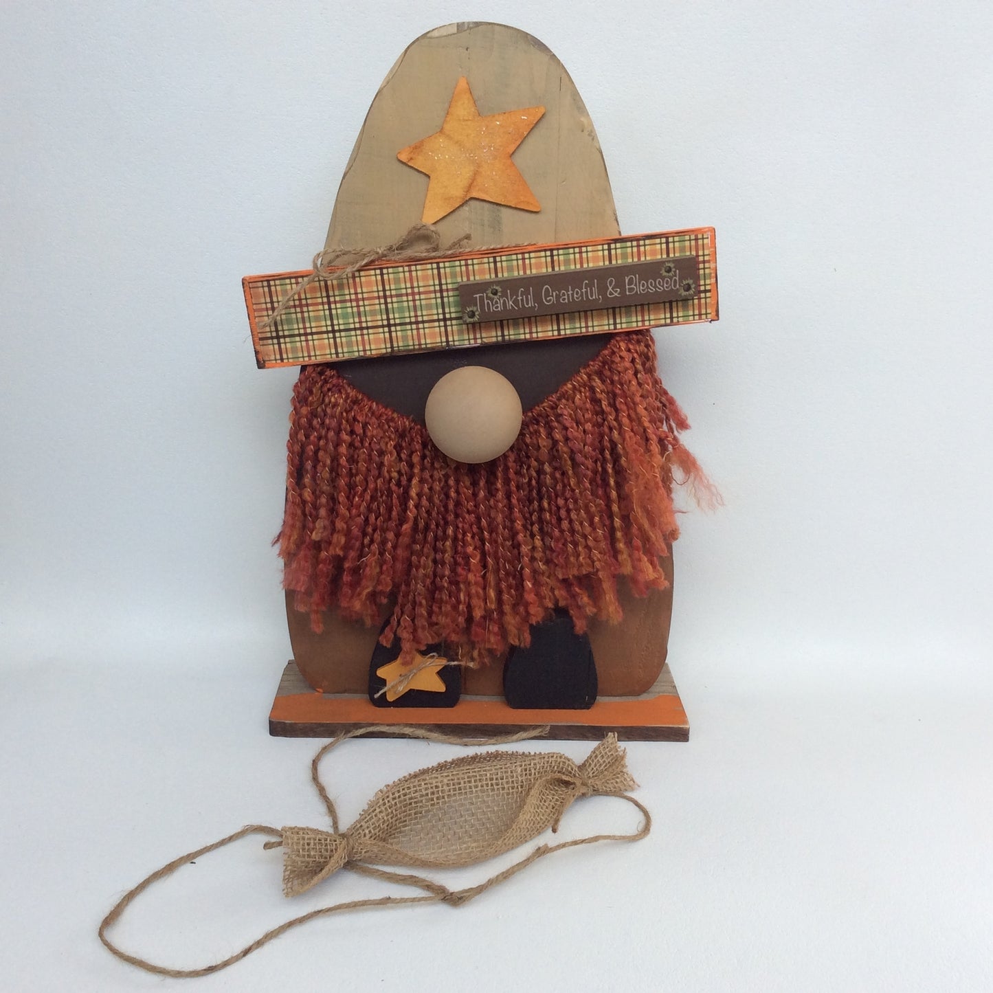 AGD Fall Decor -  Colonel Covvid Thankful Grateful Candy Corn Gnome