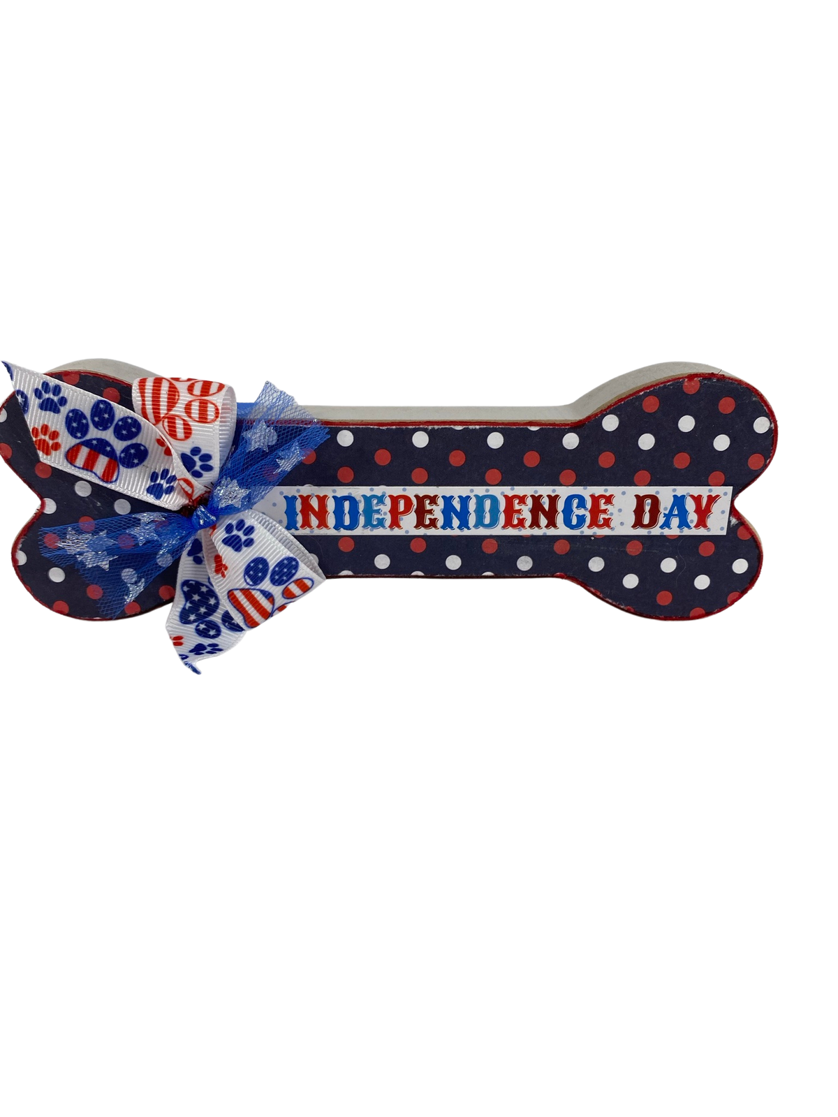 AGD Patriotic Decor - Happy Independence Day Dog Bone Tier Tray Sign