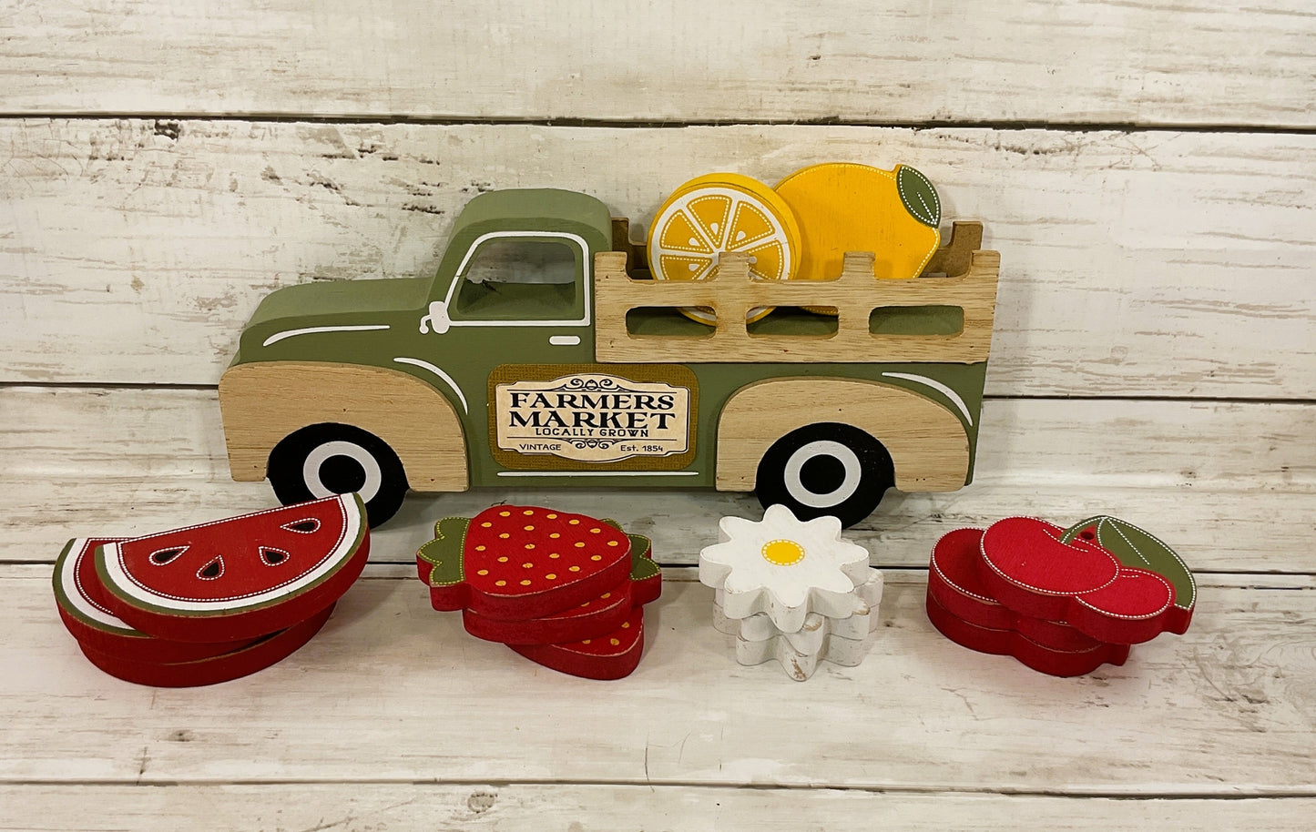 AGD  Fall Decor - Farmers Market Stand Multi Seasons Chunky Wood Truck