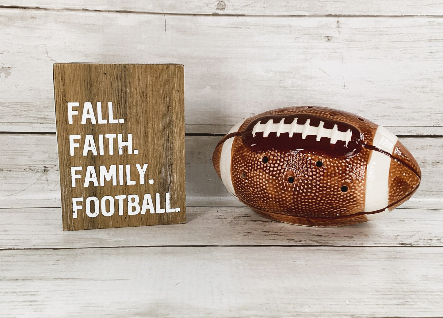 AGD Fall Decor - Faith Family Football Helmet Ball Tier Tray 3pc Set