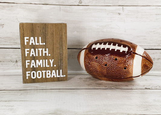 AGD Fall Decor - Faith Family Football Helmet Ball Tier Tray 3pc Set