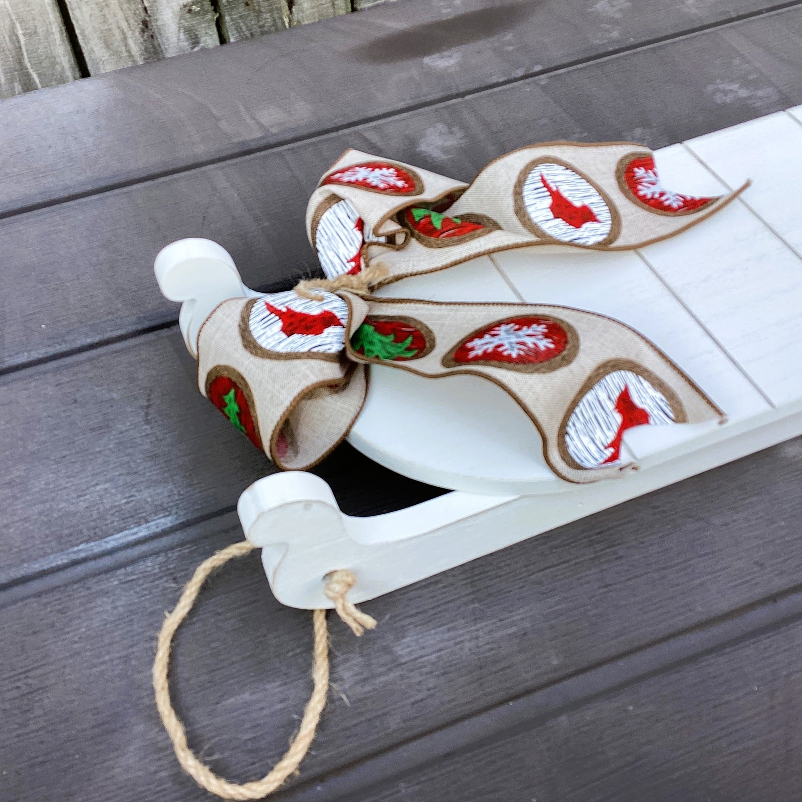 AGD Christmas Decor - Snowmen Cardinal on Sled Mantle Centerpiece 24inch