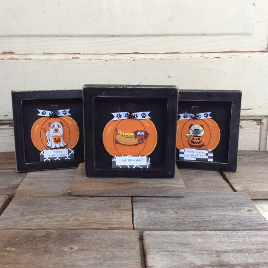 AGD Halloween Decor - Funny Dog Sayings Box Signs 3pc.
