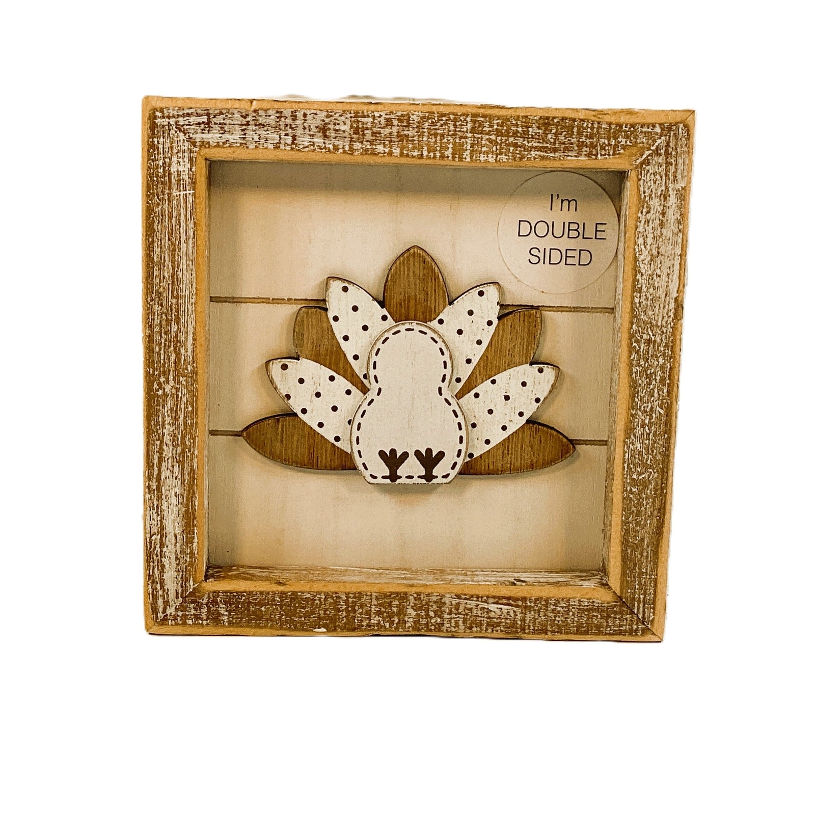 Adams Fall Decor - Farmhouse Reversible Cat and Turkey Box Sign