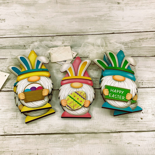 HL Easter Craft Decor - Spring Gnome Ornaments Sign 5pc Set