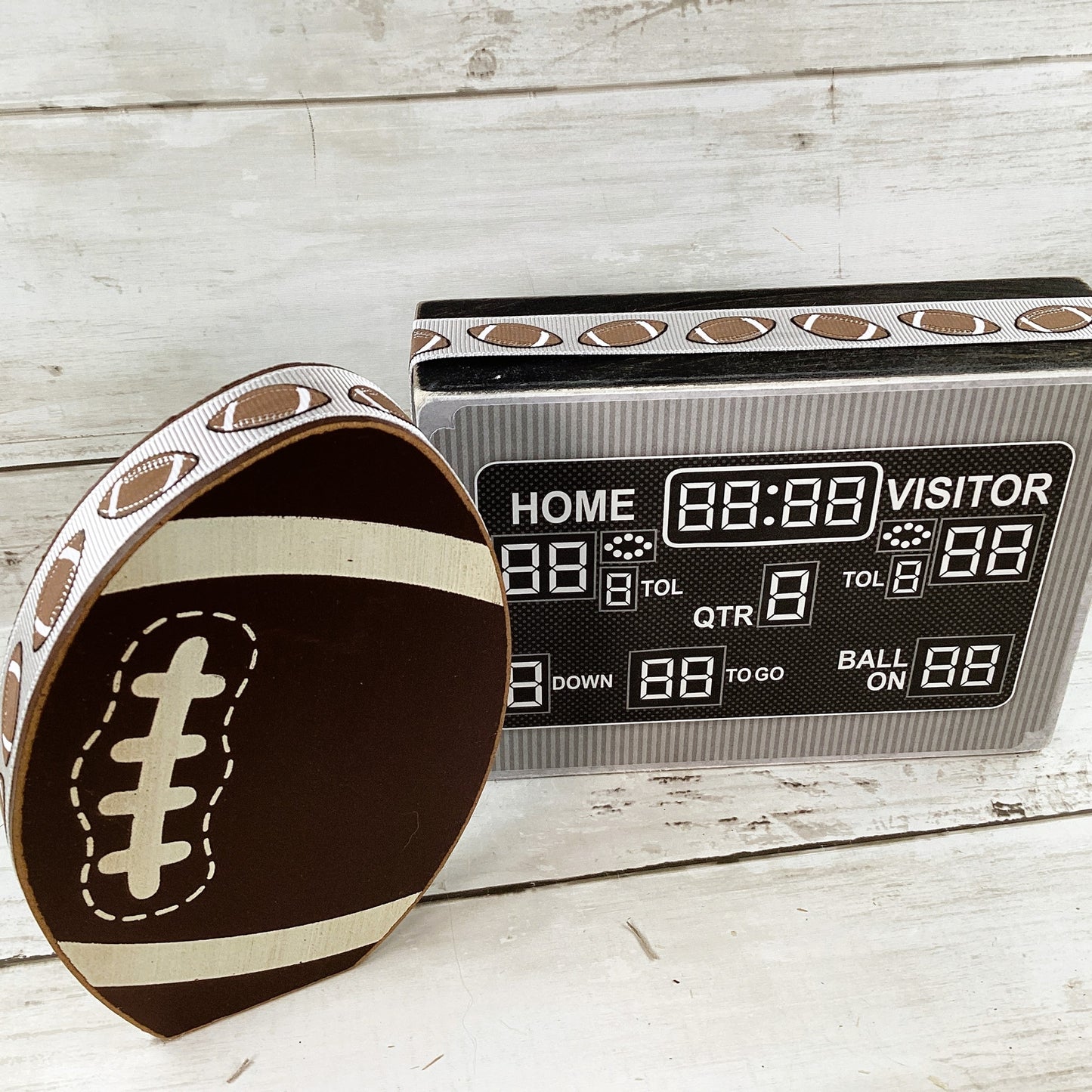 AGD Fall Decor - Chunky Football Touchdown Scoreboard Sign 2pc Set