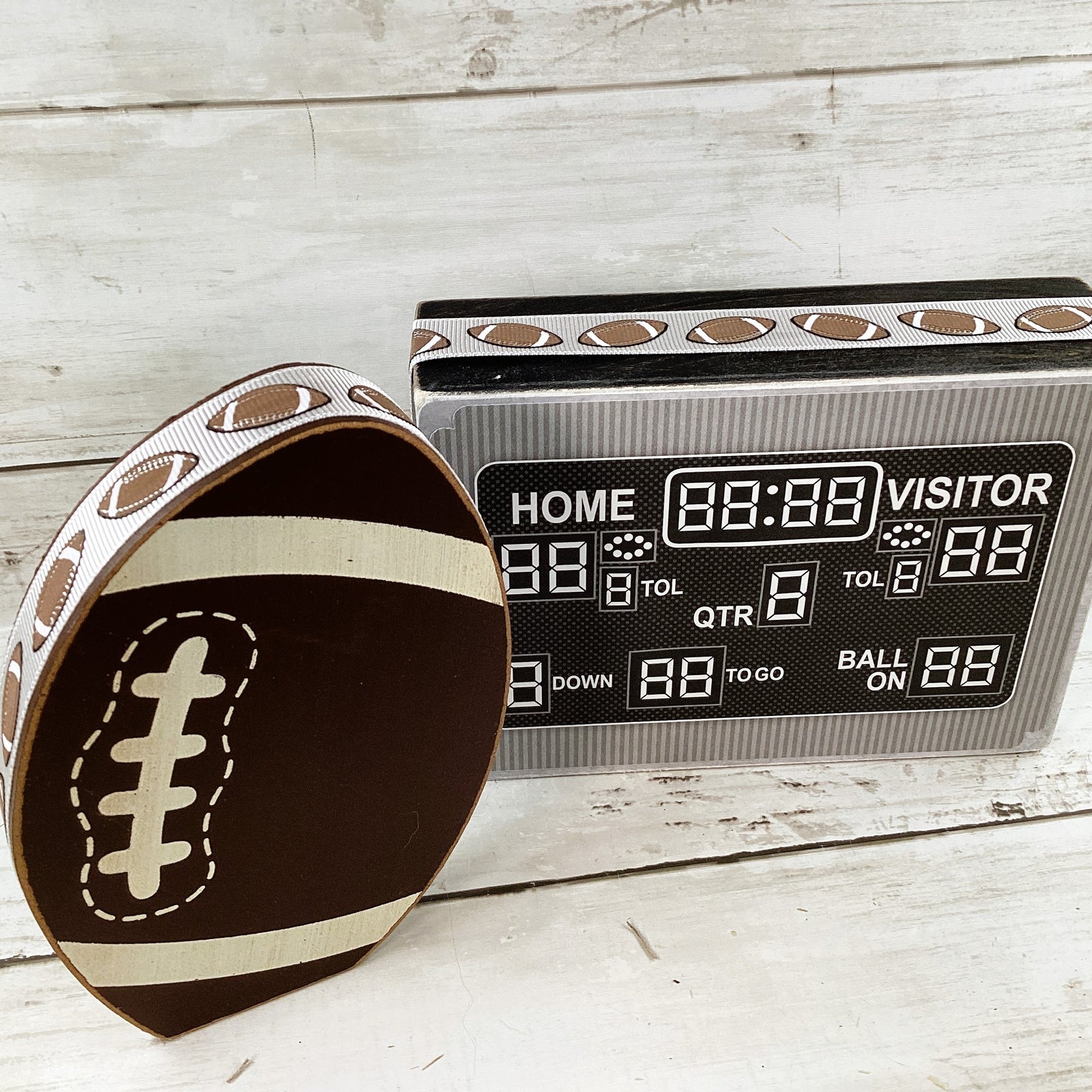 AGD Fall Decor - Chunky Football Touchdown Scoreboard Sign 2pc Set