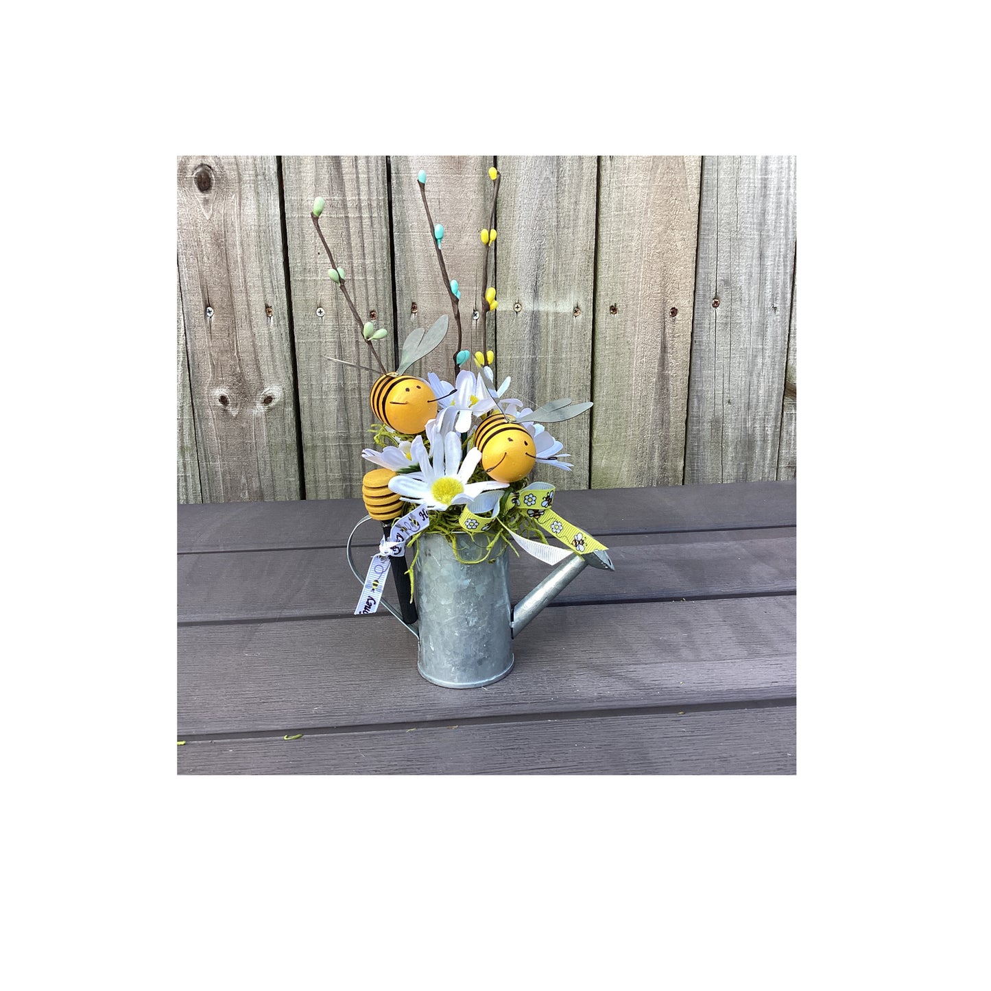 AGD Summer Decor - Bee Theme Galvanized Tin Small Display