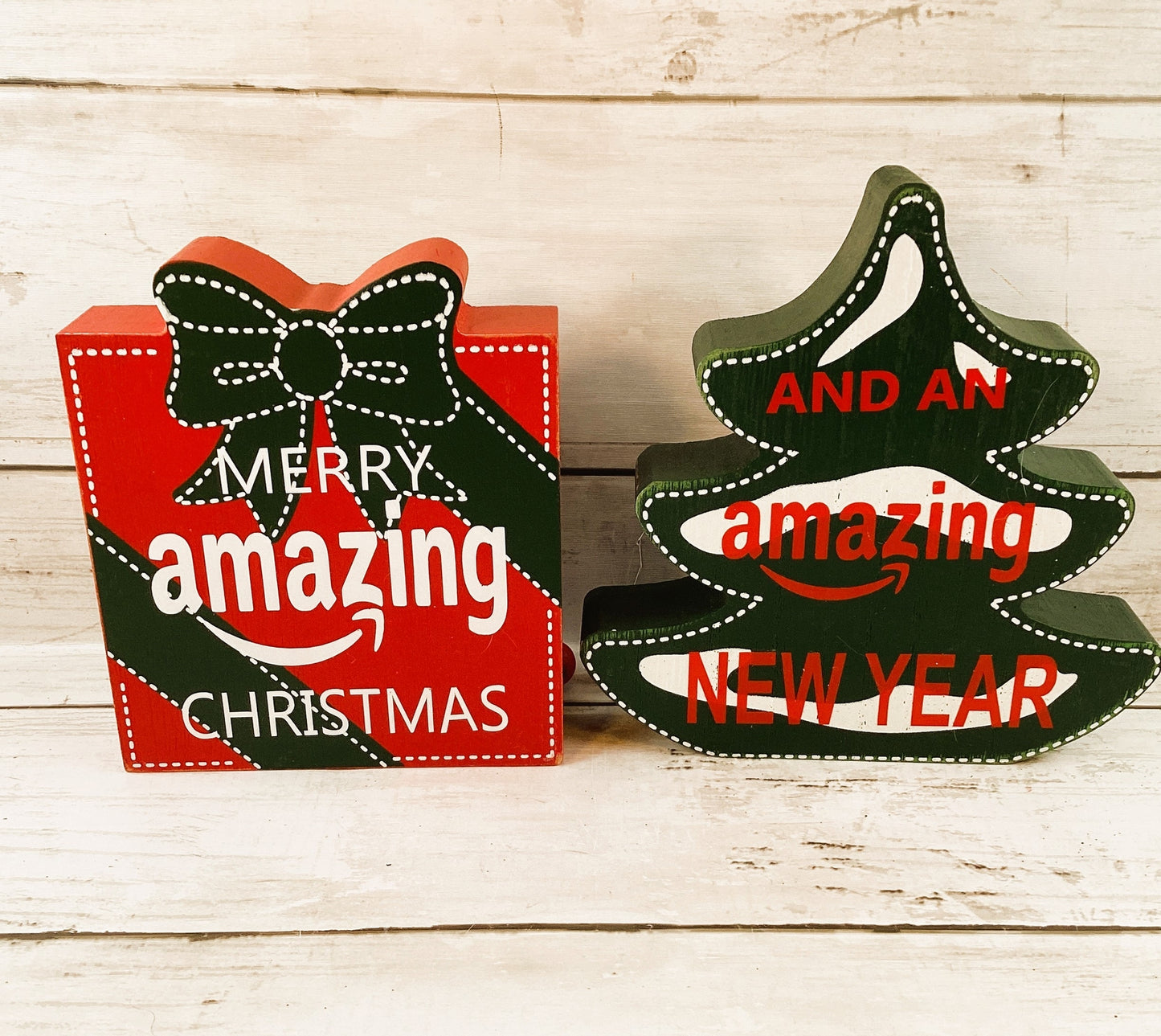 AGD Christmas Decor - AZ Delivery Smile Tree Present Dangling Legs Sitter 2pc