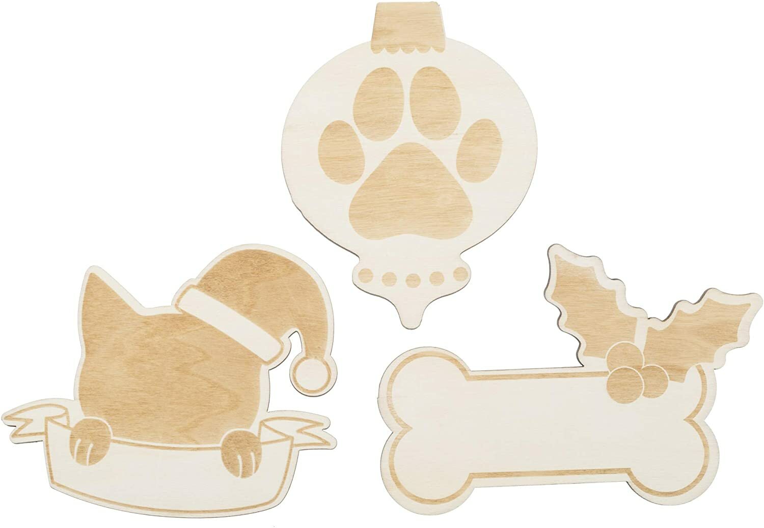 Darice Craft Supply - Wood Dog Theme Unfinished Wood Ornaments 4pc