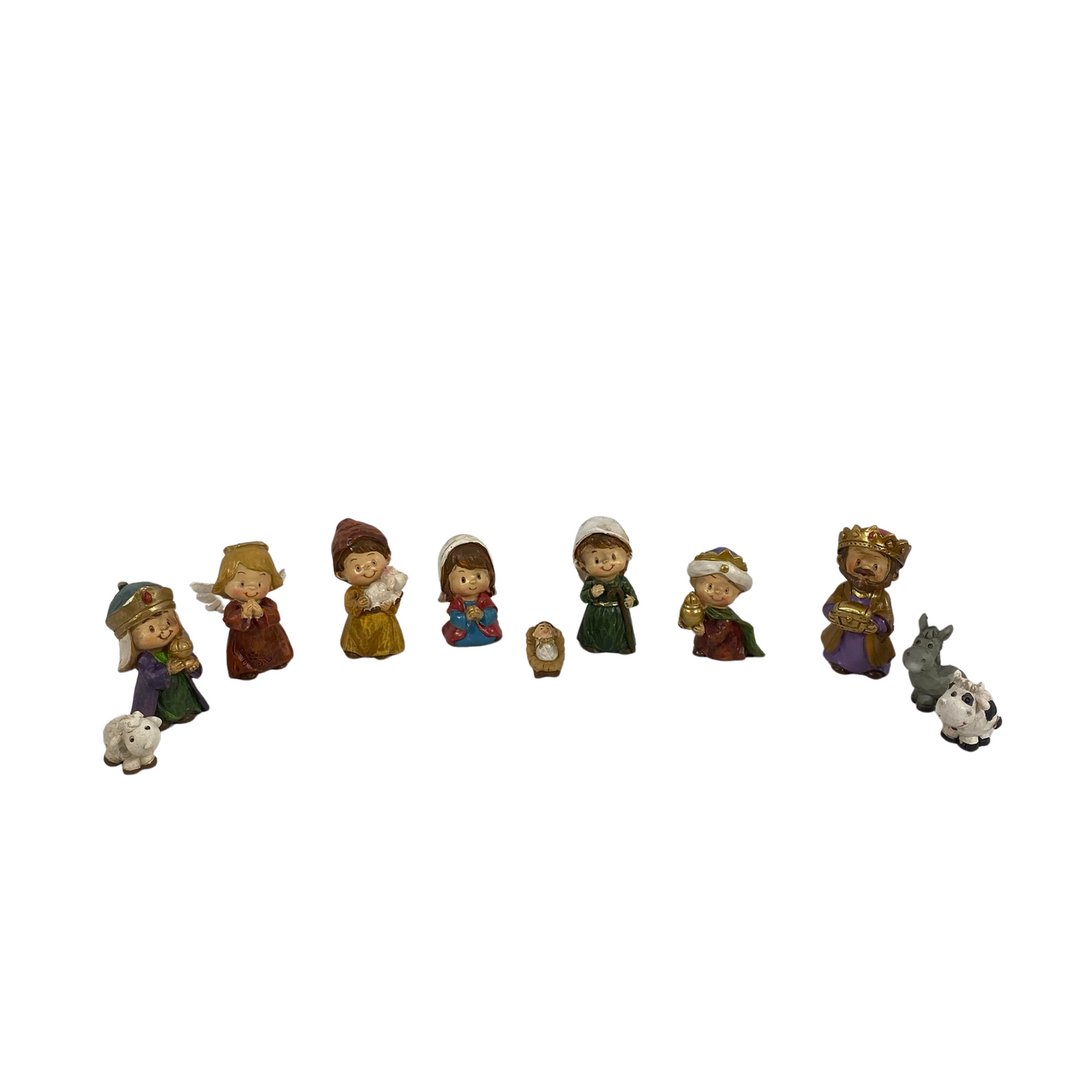 AGD Christmas Decor - Resin Children Nativity Lighted  Stable Wood Manger Set