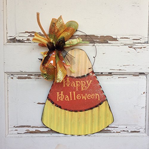 AGD Halloween Decor - Corrugated Tin Metal Candy Corn Door Sign