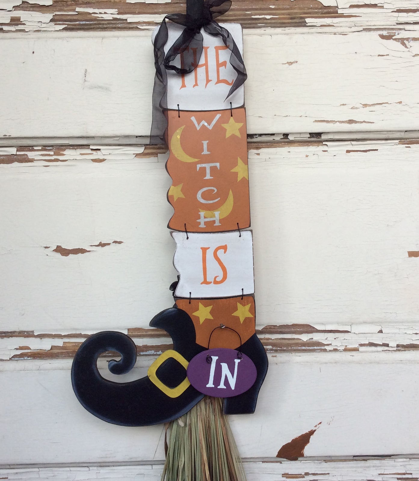 AGD Halloween Decor - The Witch is In Natural Broom Stick 3ft