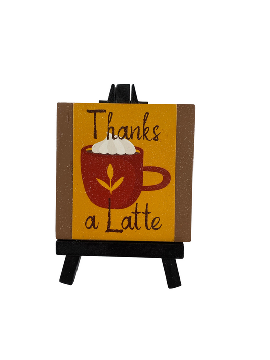AGD Fall Decor - Thanks A Latte Reversible Easel Sign