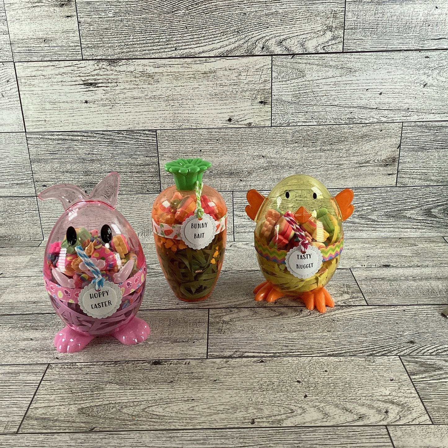 AGD Easter Decor - Plastic Carrot Egg Chick Filled Shaker Sitter 3pc Set
