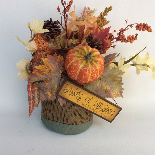 AGD Fall Decor - Gather & Harvest Canvas Floral Flower Display
