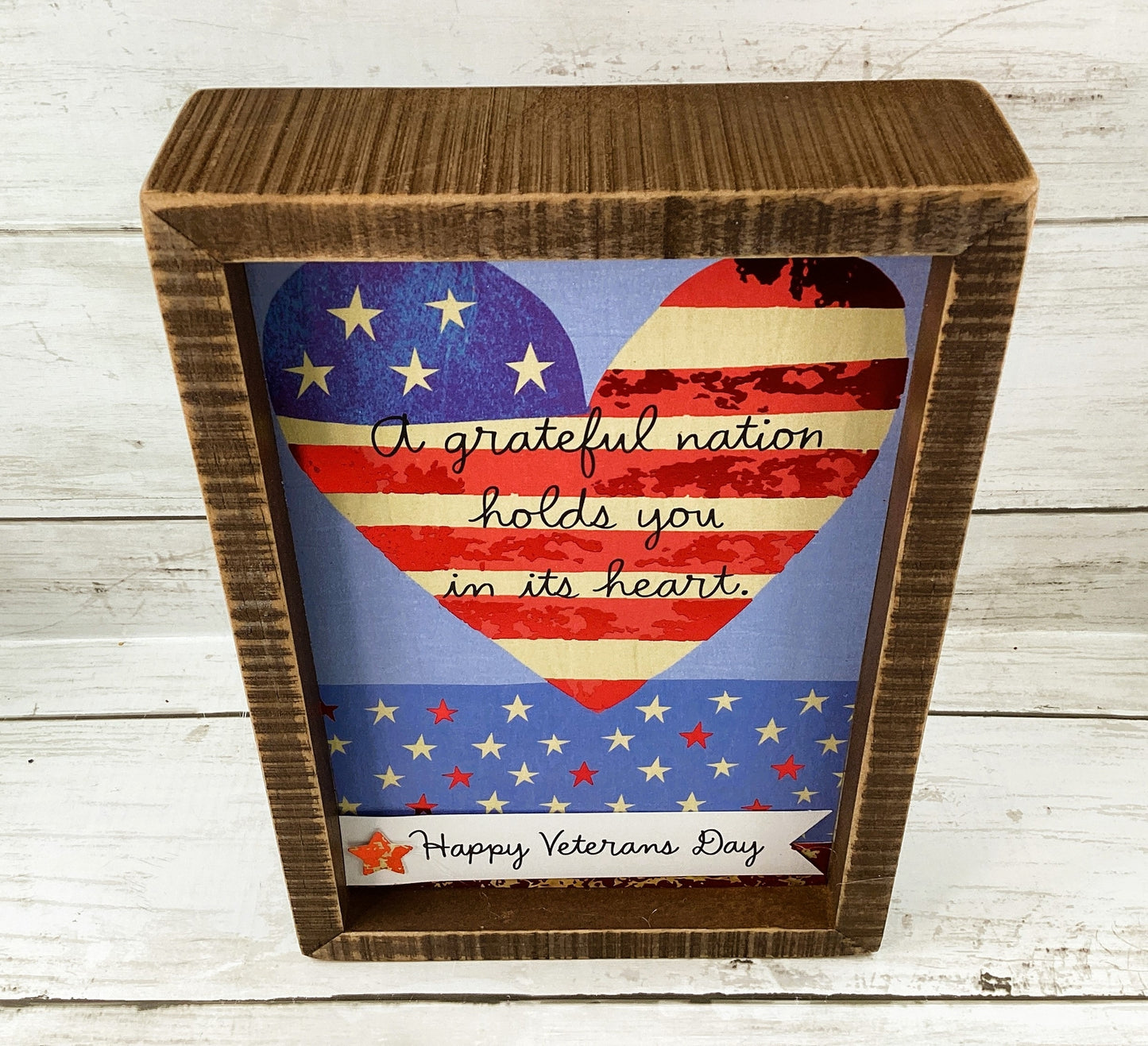 AGD Patriotic Decor - Grateful Nation For Soldier Veteran Inset Box Sign