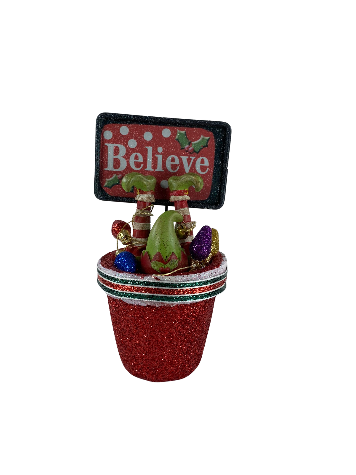 AGD Christmas Decor - Elf Believe Filled Foam Small Pot Display