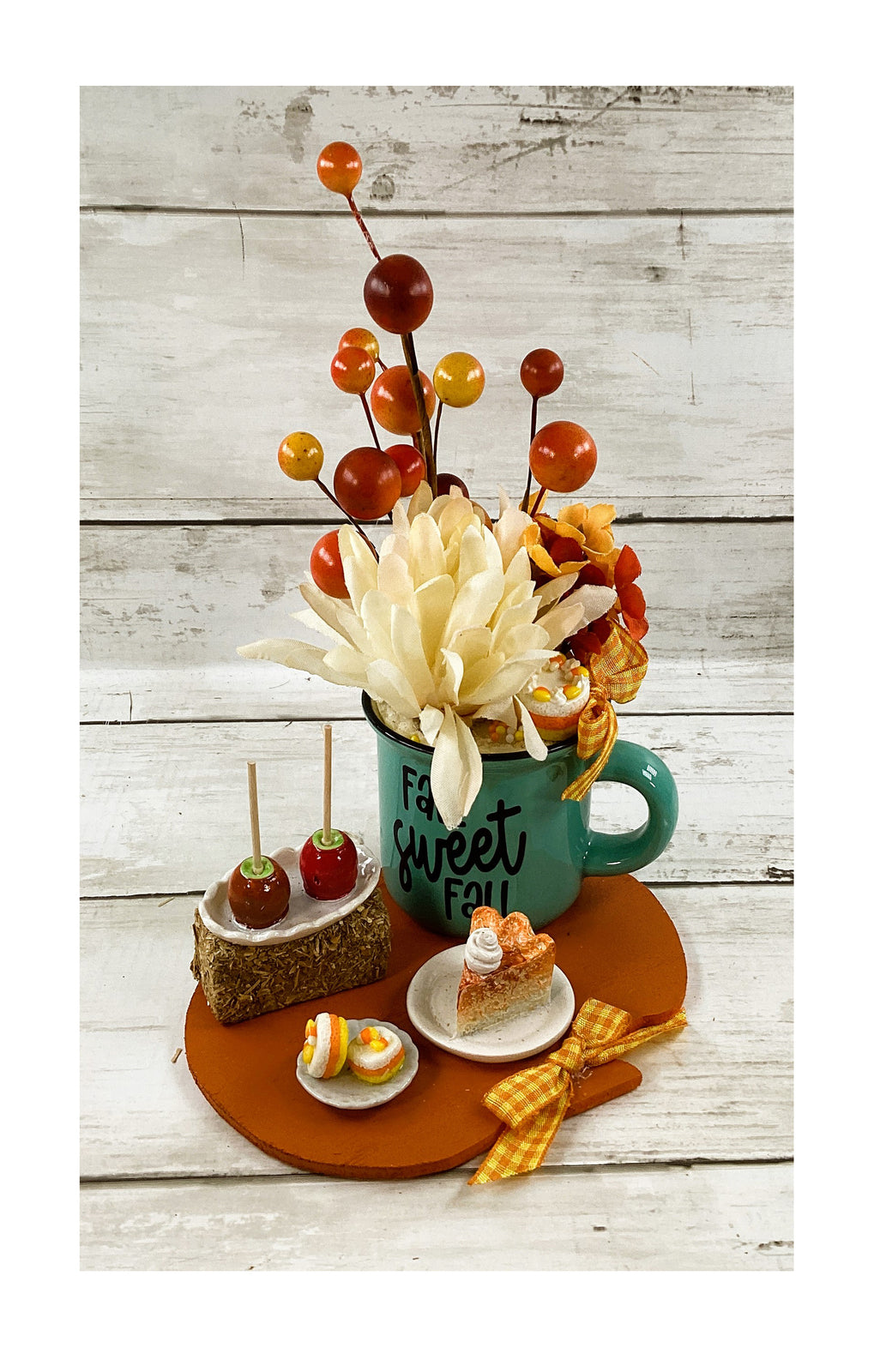 AGD Fall Decor - Sweet Fall Pumpkin Pie Candy Corn Caramel Apple Display