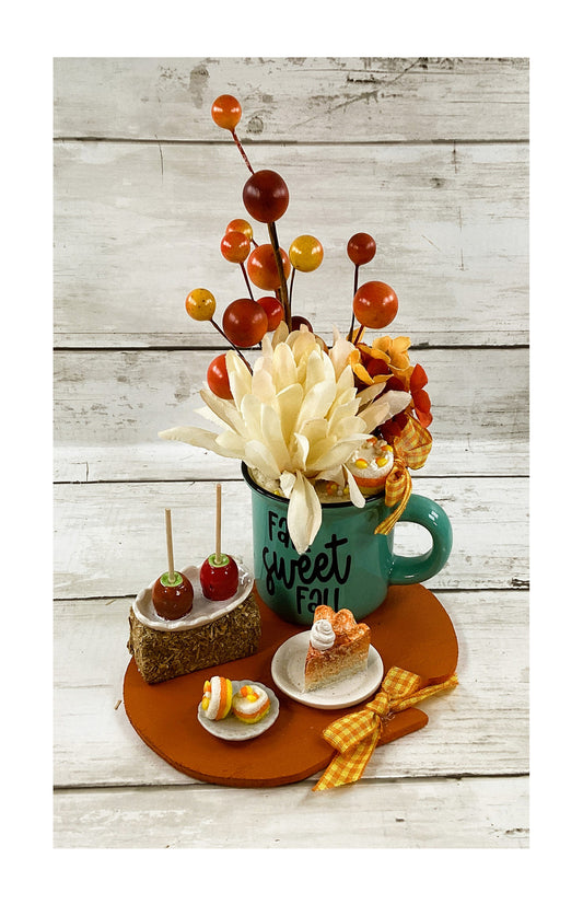 AGD Fall Decor - Sweet Fall Pumpkin Pie Candy Corn Caramel Apple Display