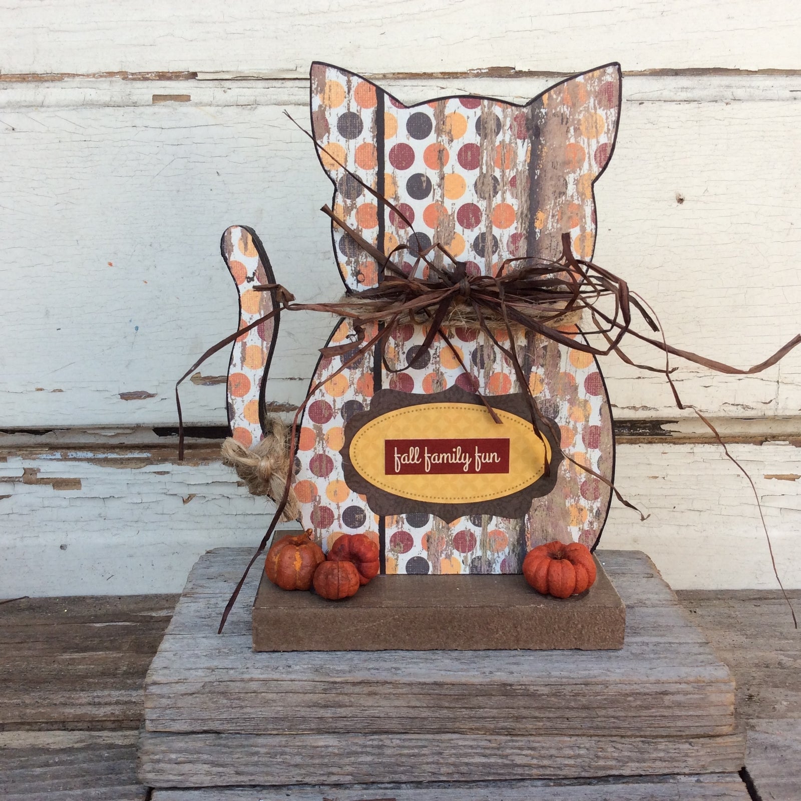 AGD Fall Decor - Fall Family Fun Wood Prim Cat