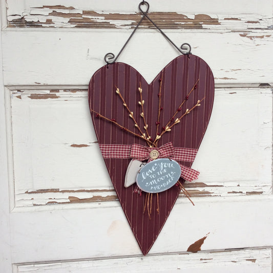 AGD Valentine's Decor – Love You to The Moon Farmhouse Pipberry Wood Heart