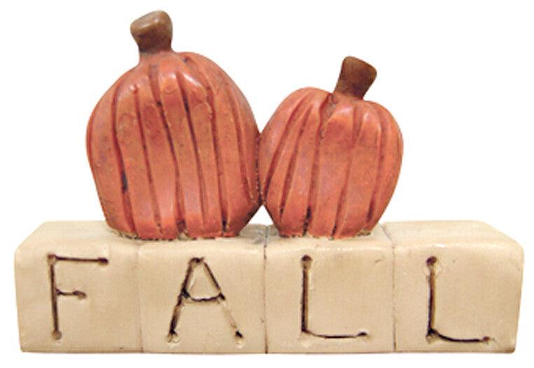 BB Fall Decor - Miniature Prim Resin Pumpkin Block Figurine