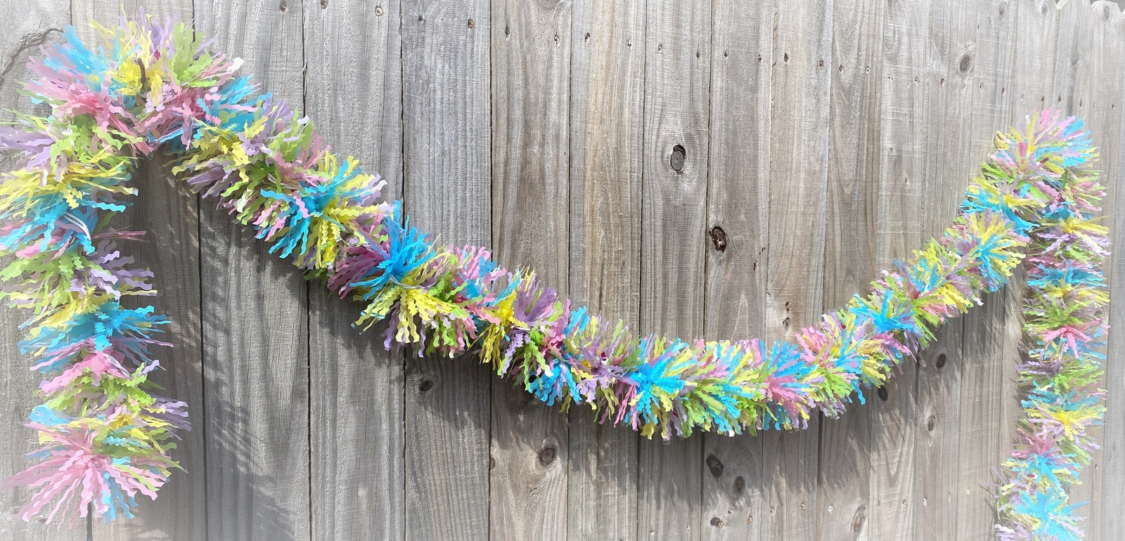 AGD Easter Spring Decor - Lighted Pink Yellow Green Blue Tinsel Garland 10ft