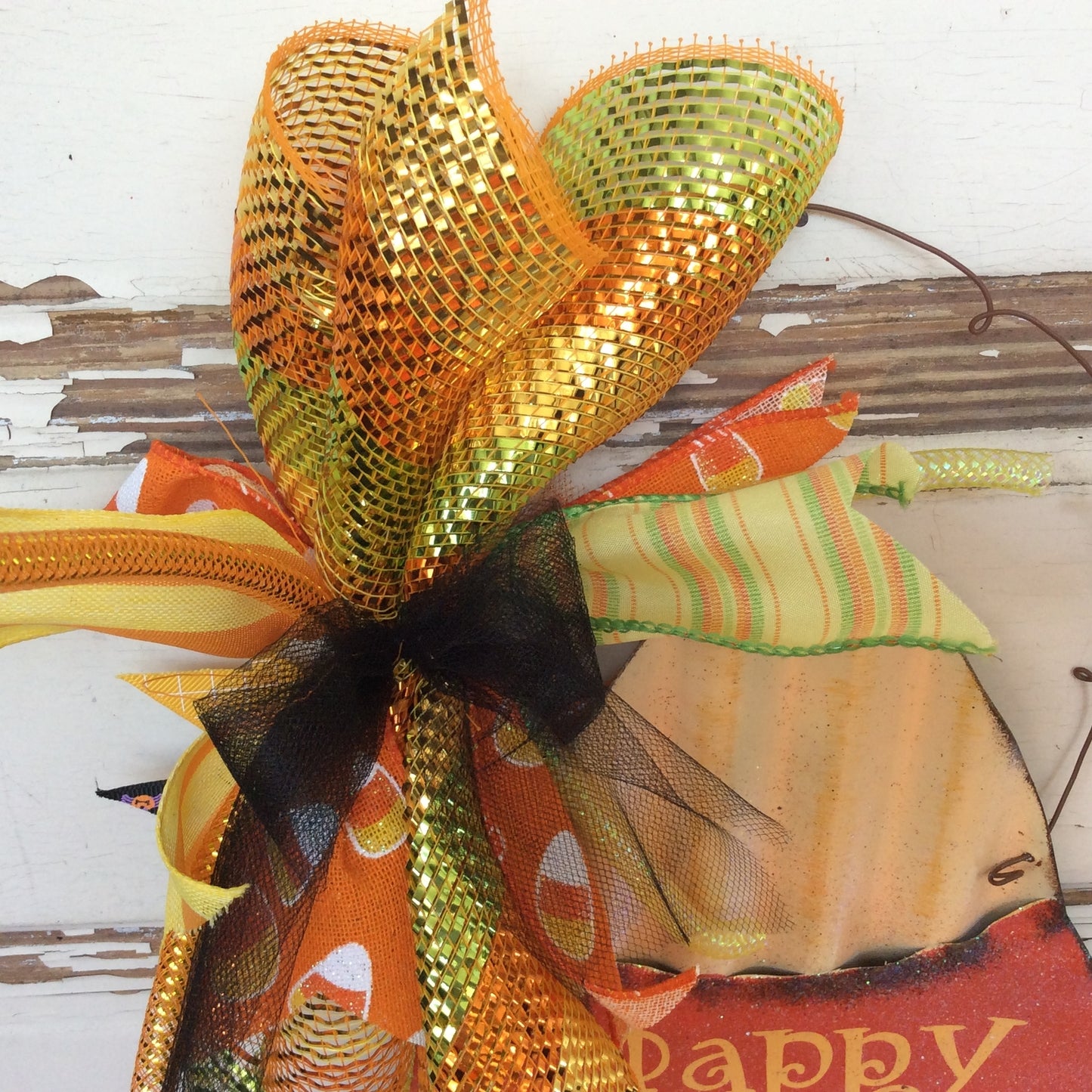 AGD Halloween Decor - Corrugated Tin Metal Candy Corn Door Sign