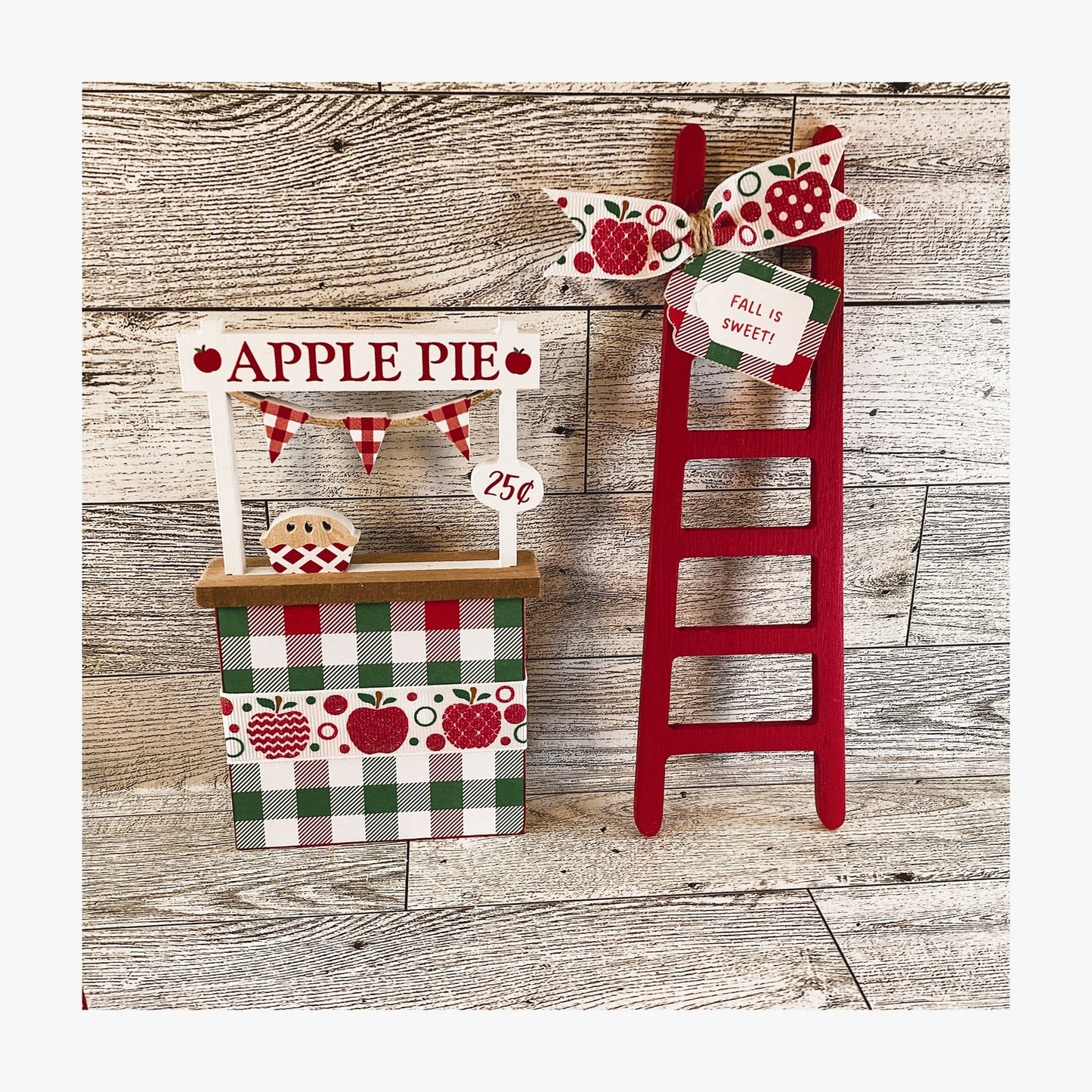 AGD Fall Decor - Harvest Apple Booth Ladder Pie Recipe Card Tier Tray 4pc Set