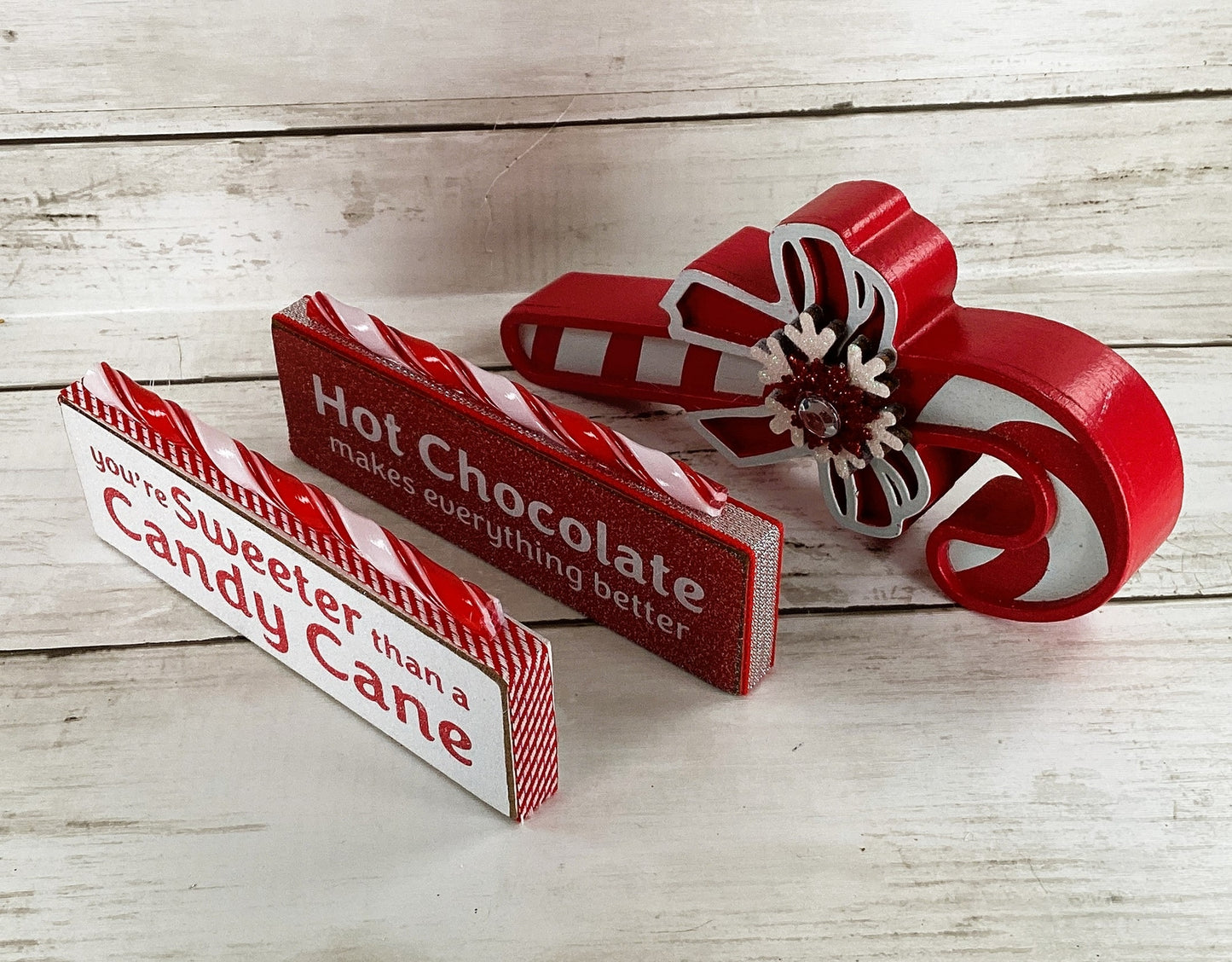 AGD Christmas Decor - Candy Cane Hot Cocoa Theme Bar Tier Tray 4PC