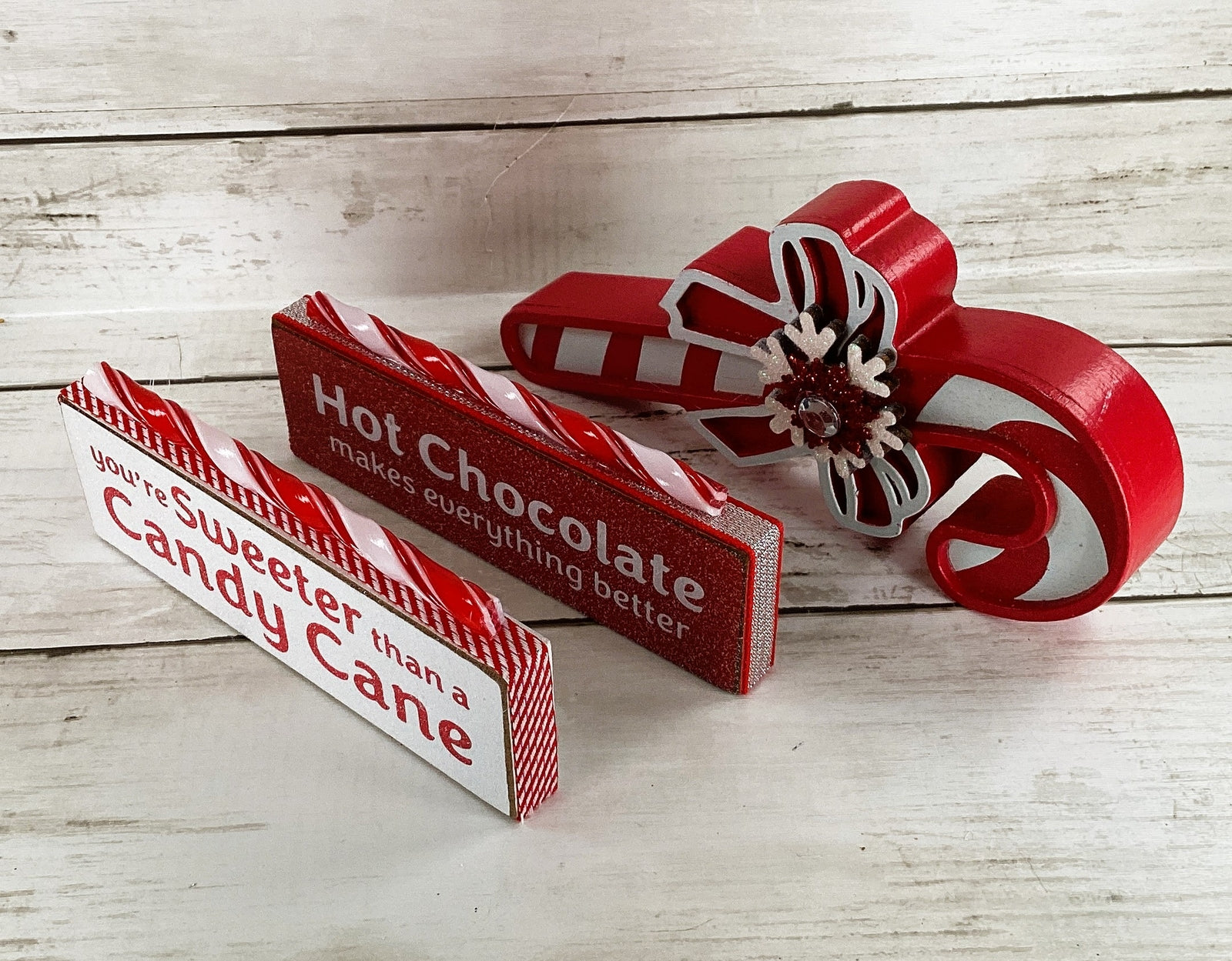 AGD Christmas Decor - Candy Cane Hot Cocoa Theme Bar Tier Tray 4PC