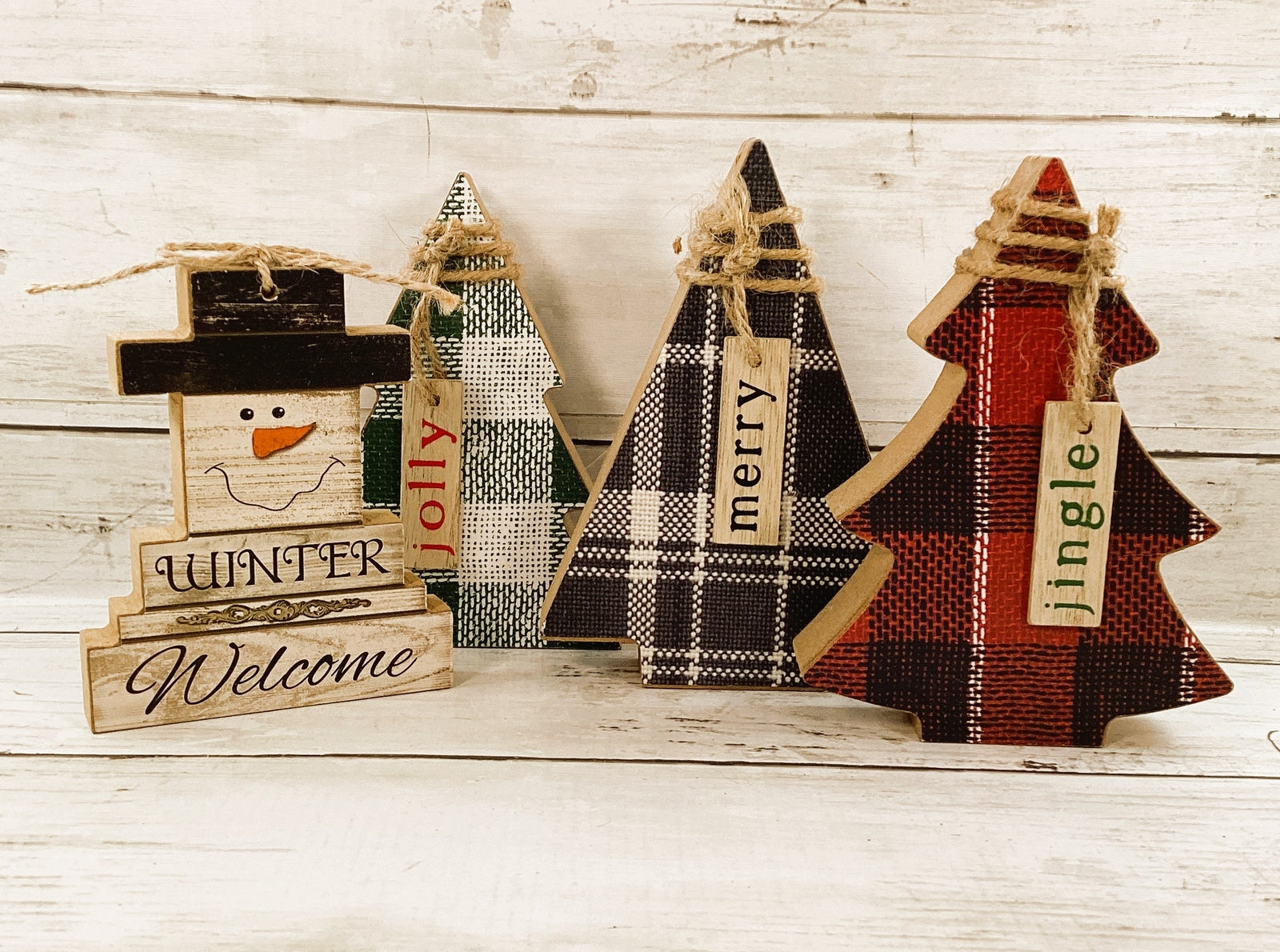 AGD Christmas Decor - Winter Welcome Believe Snowman and Trees 4pc