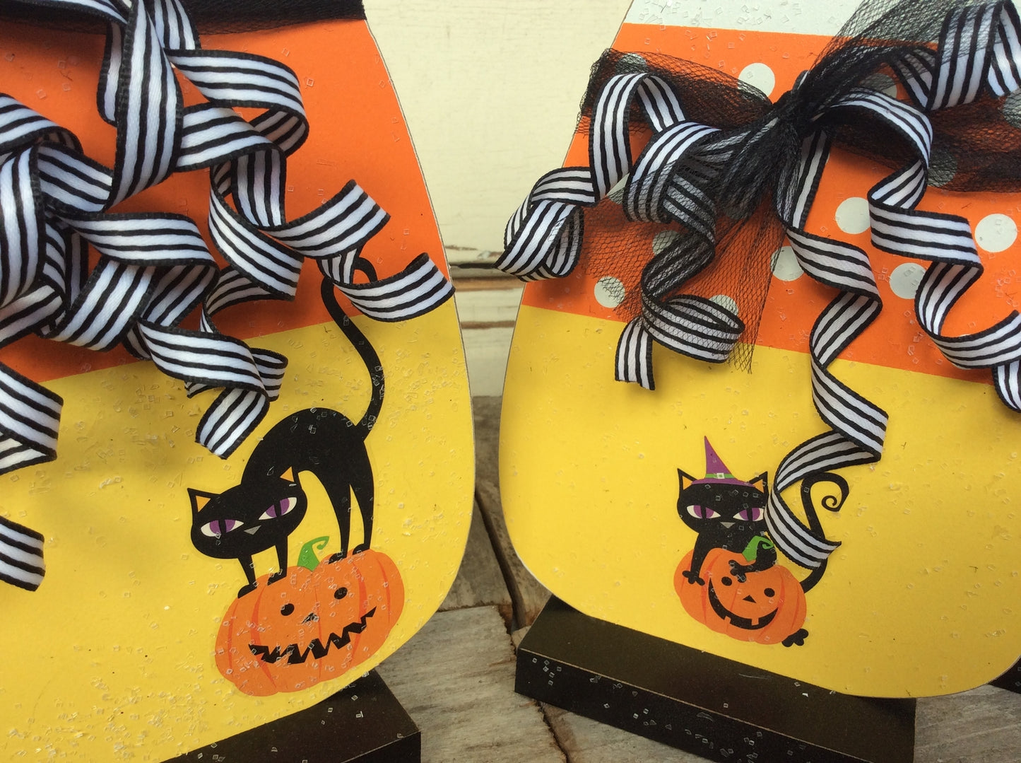 AGD Halloween Decor - LG Candy Corn Cats 3pc Set